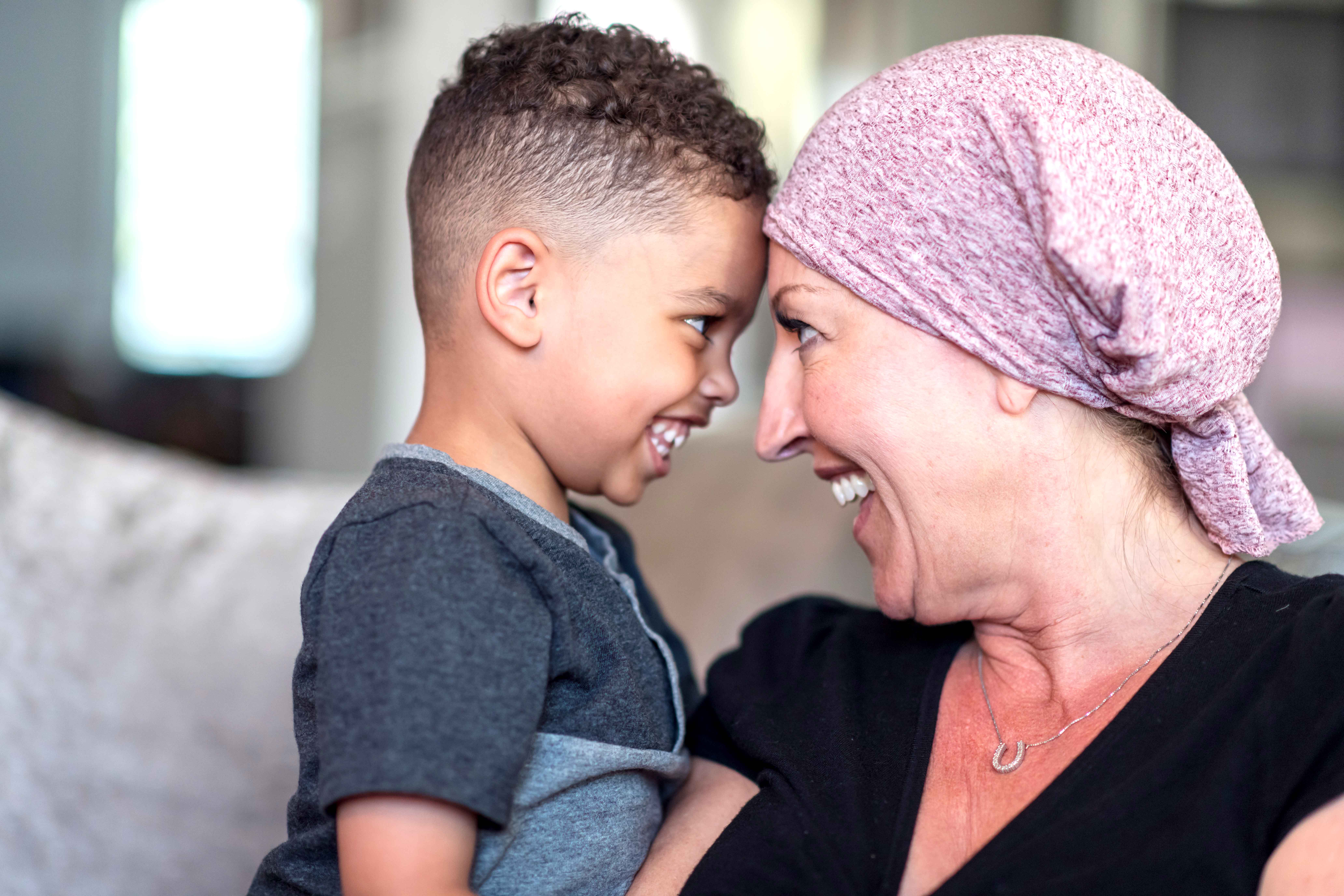 Woman and child smiling