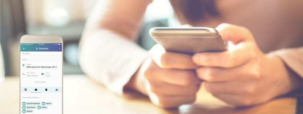 Employee navigating the chronicallysimple app on a cell phone.